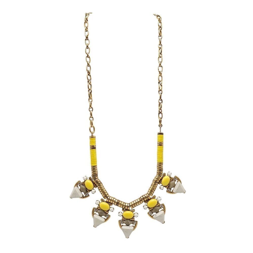 Stella and Dot Pavilion Yellow White Statement Necklace 27 in